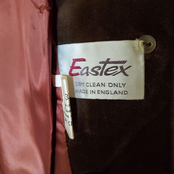 Velvetty Brown Vintage Eastex Cotton Blazer Jacket, Made in England. Size 33 M - Picture 4 of 14